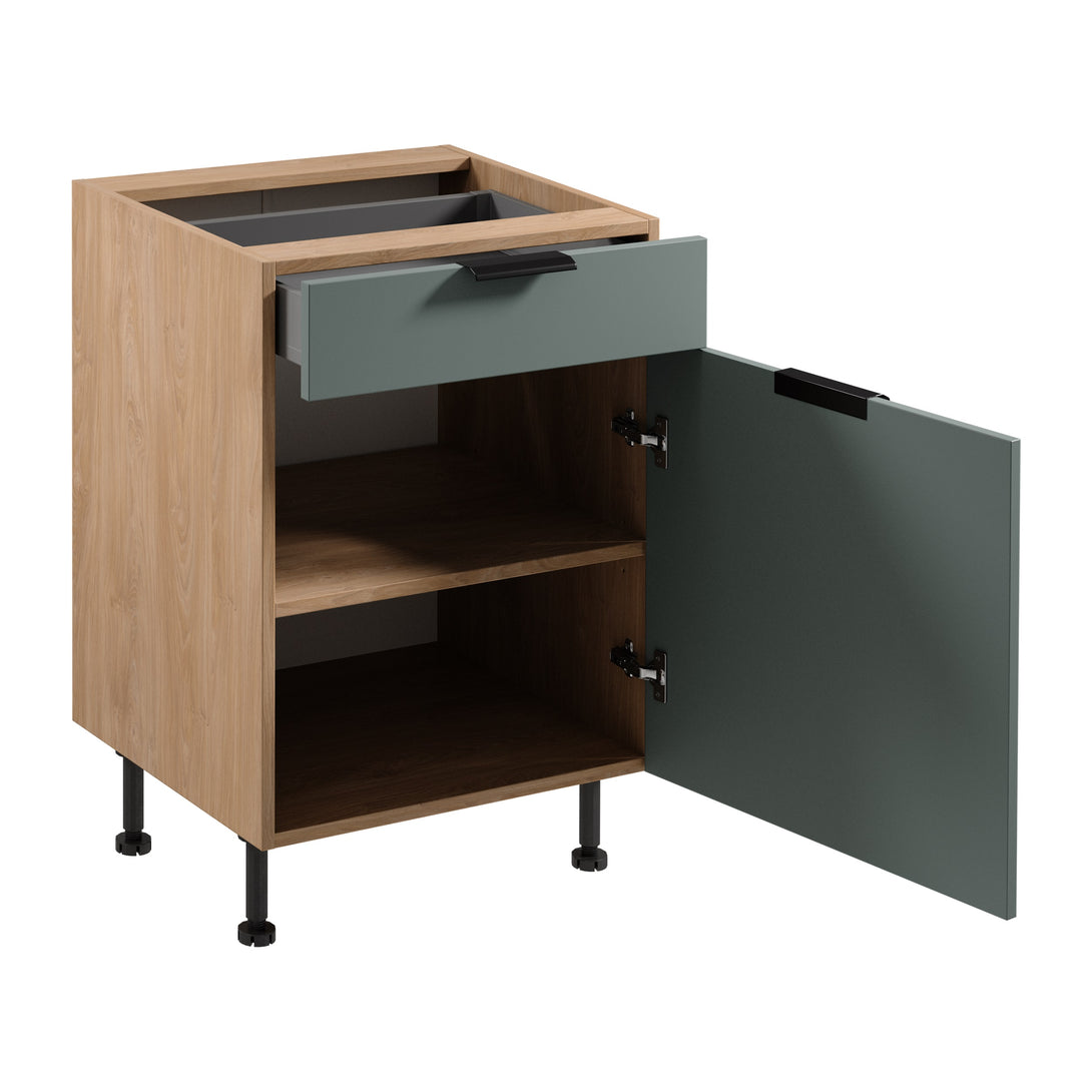 Unterschrank D60S1 P/L AX - Sorento Grün Sonoma Eiche - Design trifft Funktionalität. - ROYAL24_MARKT