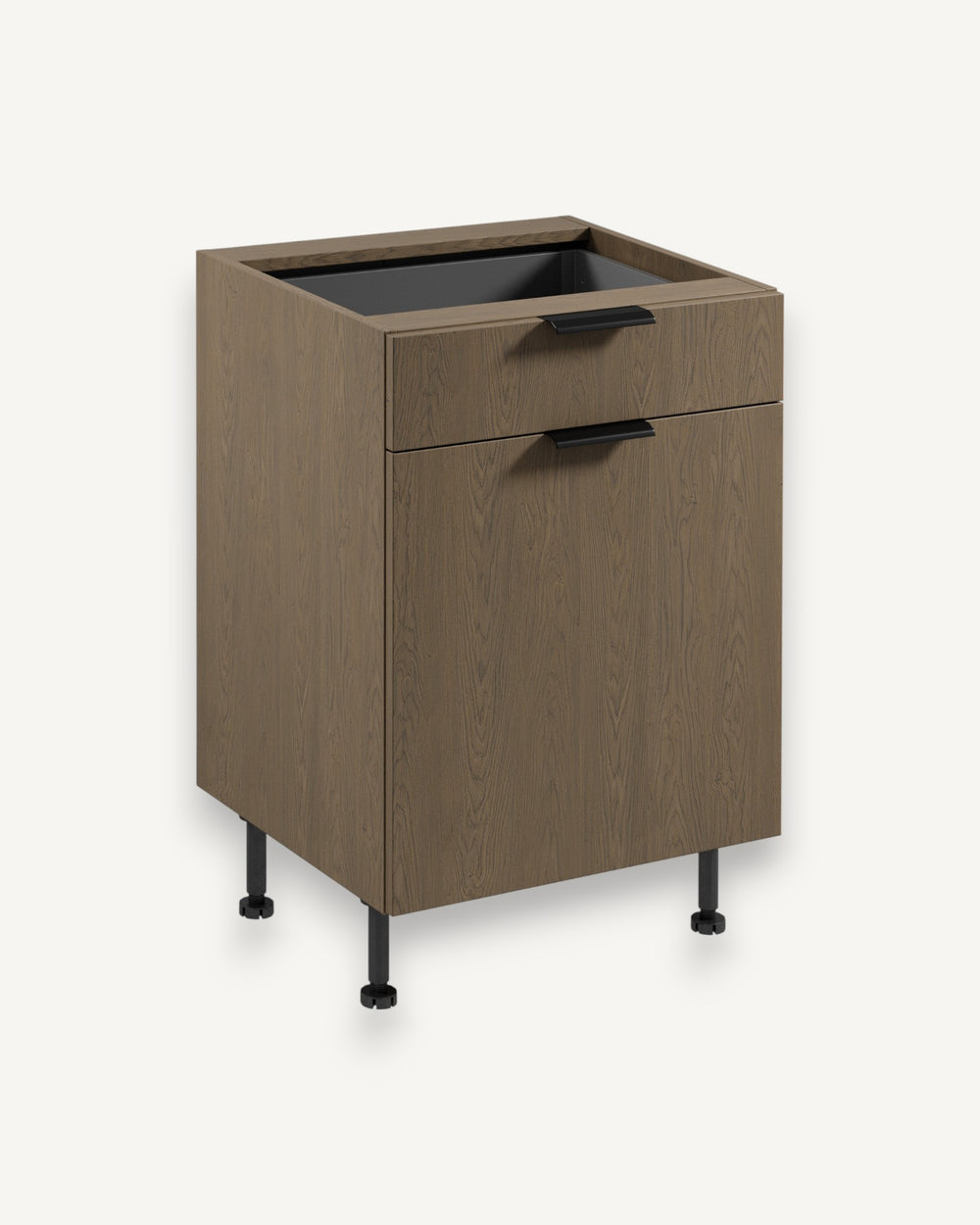 Unterschrank D60S1 P/L AX – Sorento Dunkle Eiche – Ordnung mit modernem Design.
