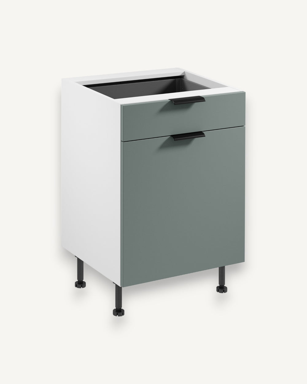 Unterschrank D60S1 P/L AX – Sorento Weiß Grün – Optimale Raumnutzung in der Küche.