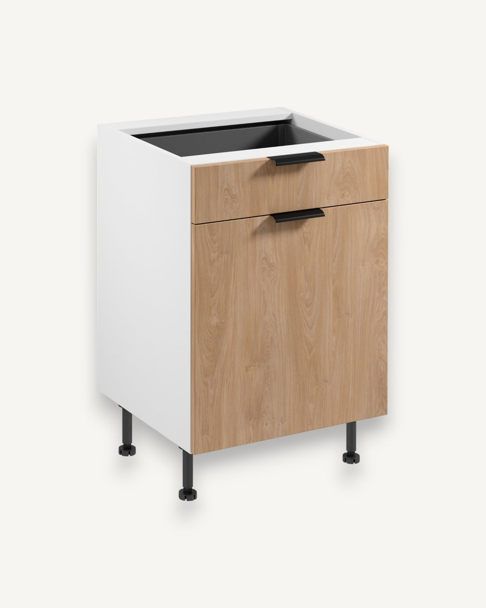 Unterschrank D60S1 P/L AX – Sorento Weiß Sonoma Eiche – Praktische platzsparende Organisation.