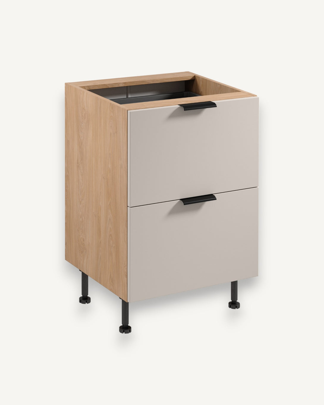 Unterschrank D60S2+1 AX - Sorento Beige Sonoma Eiche - perfekte Organisation in Ihrer Küche - ROYAL24_MARKT