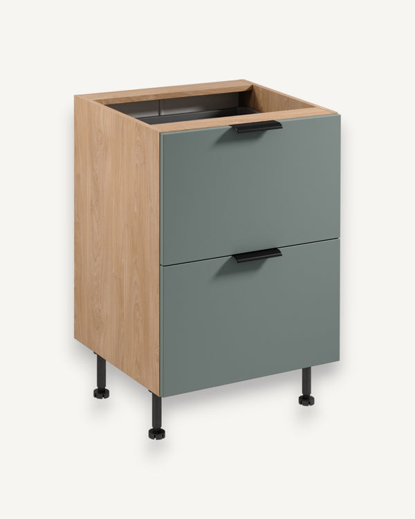 Unterschrank D60S2+1 AX - Sorento Grün Sonoma Eiche - Kompakt, stilvoll und funktional. - ROYAL24_MARKT