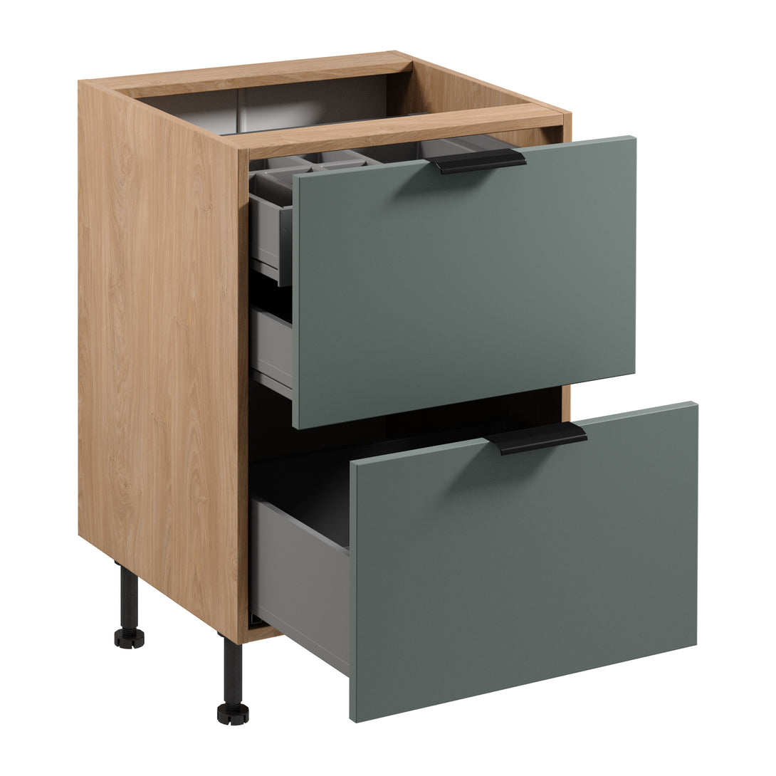 Unterschrank D60S2+1 AX - Sorento Grün Sonoma Eiche - Kompakt, stilvoll und funktional. - ROYAL24_MARKT