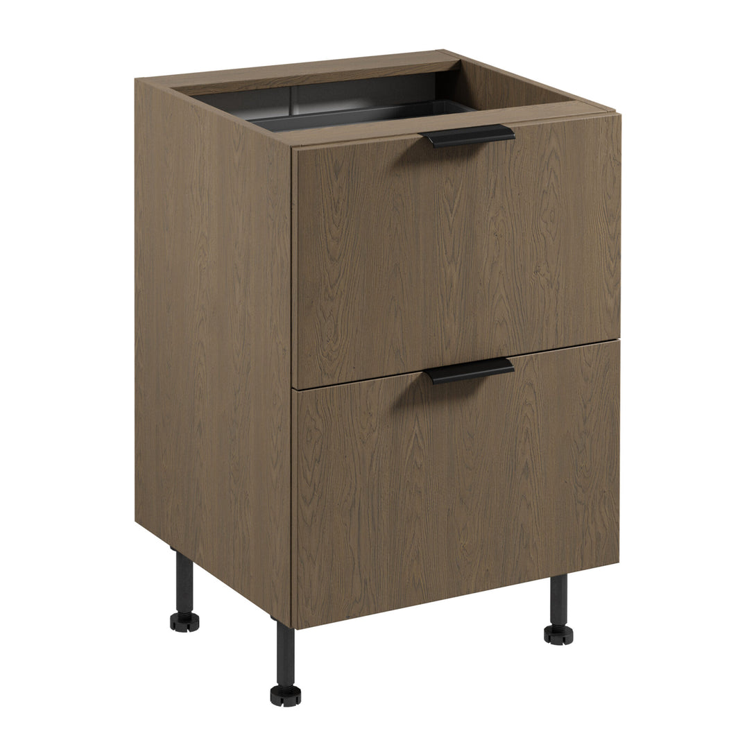Unterschrank D60S2+1 AX - Sorento Dunkle Eiche - Perfekter Begleiter für jede Küche. - ROYAL24_MARKT