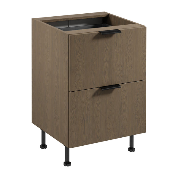 Unterschrank D60S2+1 AX - Sorento Dunkle Eiche - Perfekter Begleiter für jede Küche. - ROYAL24_MARKT