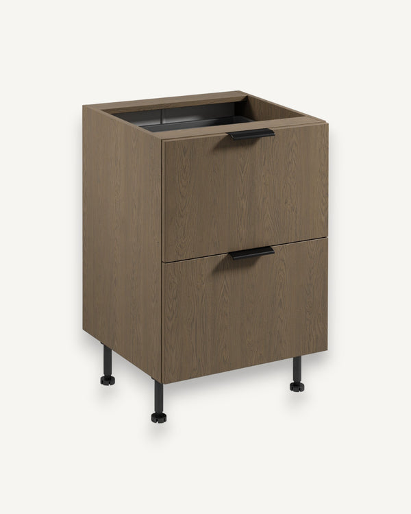 Unterschrank D60S2+1 AX - Sorento Dunkle Eiche - Perfekter Begleiter für jede Küche. - ROYAL24_MARKT