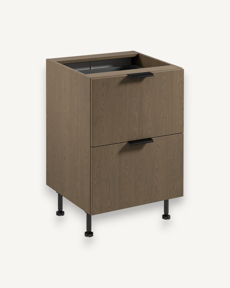 Unterschrank D60S2+1 AX - Sorento Dunkle Eiche - Perfekter Begleiter für jede Küche.