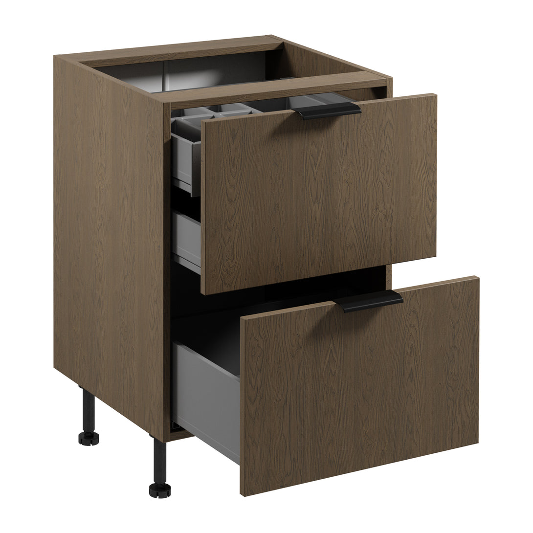Unterschrank D60S2+1 AX - Sorento Dunkle Eiche - Perfekter Begleiter für jede Küche. - ROYAL24_MARKT