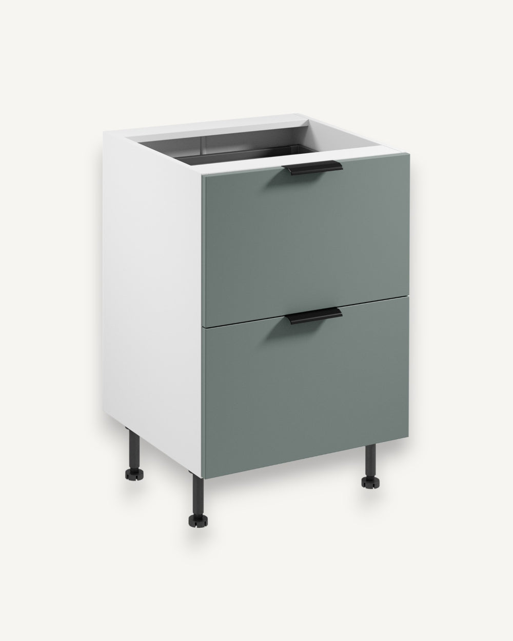 Unterschrank D60S2+1 AX – Sorento Weiß Grün – Mehr Platz für Vorräte und Küchenutensilien.