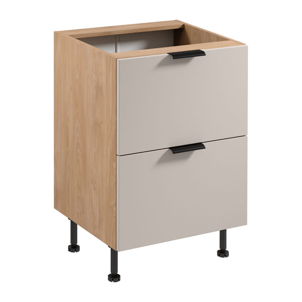 Unterschrank D60S2 AX - Sorento Beige Sonoma Eiche - ideal für kleine Küchen. - ROYAL24_MARKT