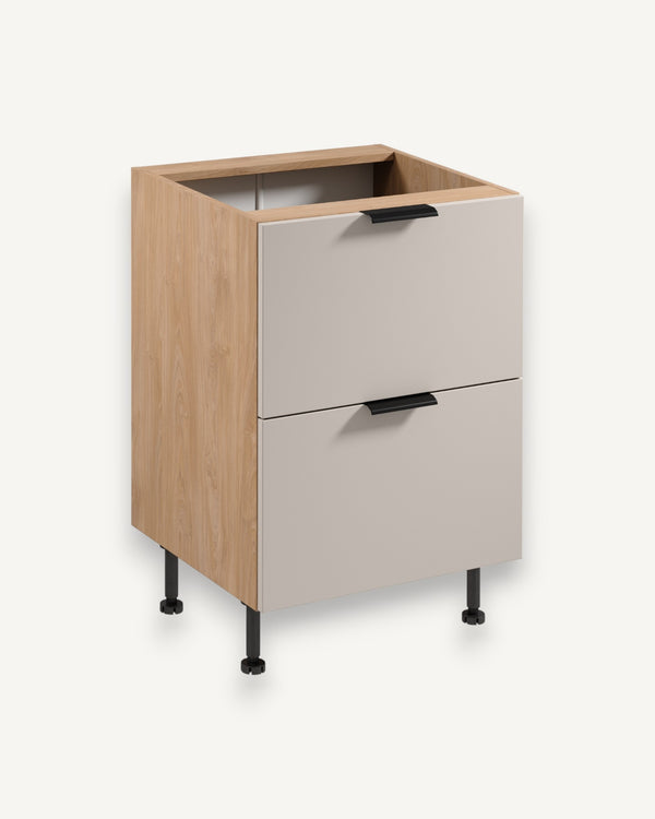 Unterschrank D60S2 AX - Sorento Beige Sonoma Eiche - ideal für kleine Küchen. - ROYAL24_MARKT