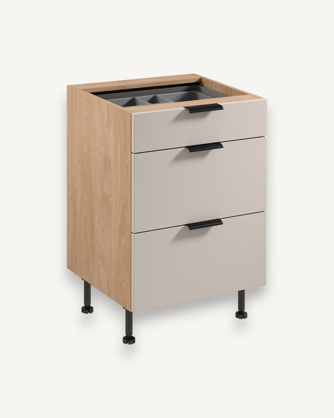 Unterschrank D60S3 AX - Sorento Beige Sonoma Eiche - Design – Funktionalität trifft Eleganz - ROYAL24_MARKT