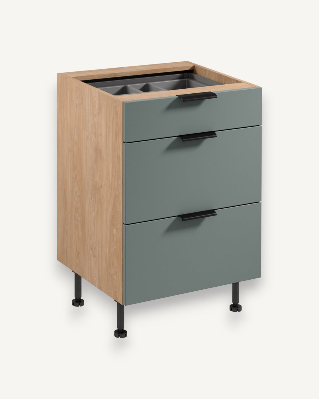 Unterschrank D60S3 AX - Sorento Grün Sonoma Eiche - Mehr Ordnung auf kleinem Raum. - ROYAL24_MARKT