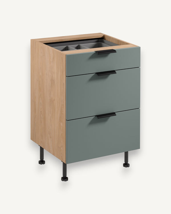 Unterschrank D60S3 AX - Sorento Grün Sonoma Eiche - Mehr Ordnung auf kleinem Raum. - ROYAL24_MARKT