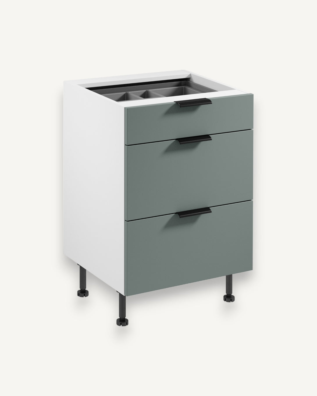 Unterschrank D60S3 AX - Sorento Weiß Grün - Smarte Aufbewahrung für Ihre Küche. - ROYAL24_MARKT