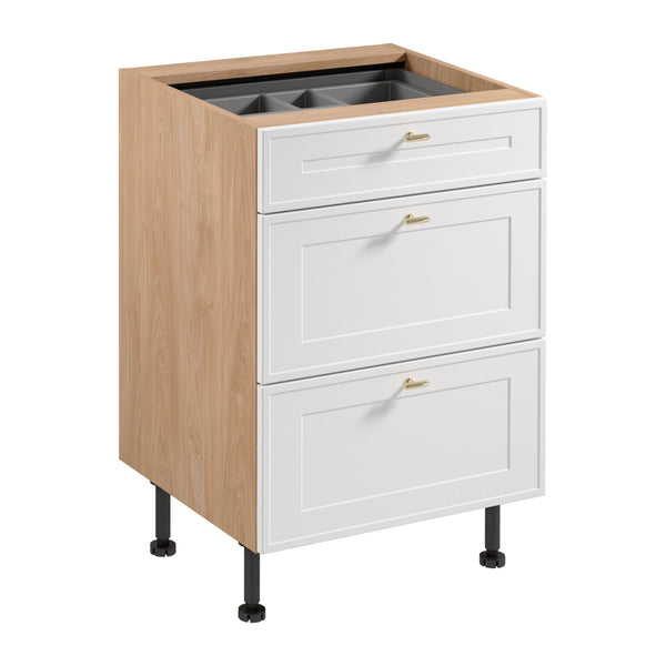 Unterschrank D60S3 AX - Sorento Sonoma Eiche Weiß - Hervorragende und effiziente Organisation für Ihre Küche. - ROYAL24_MARKT