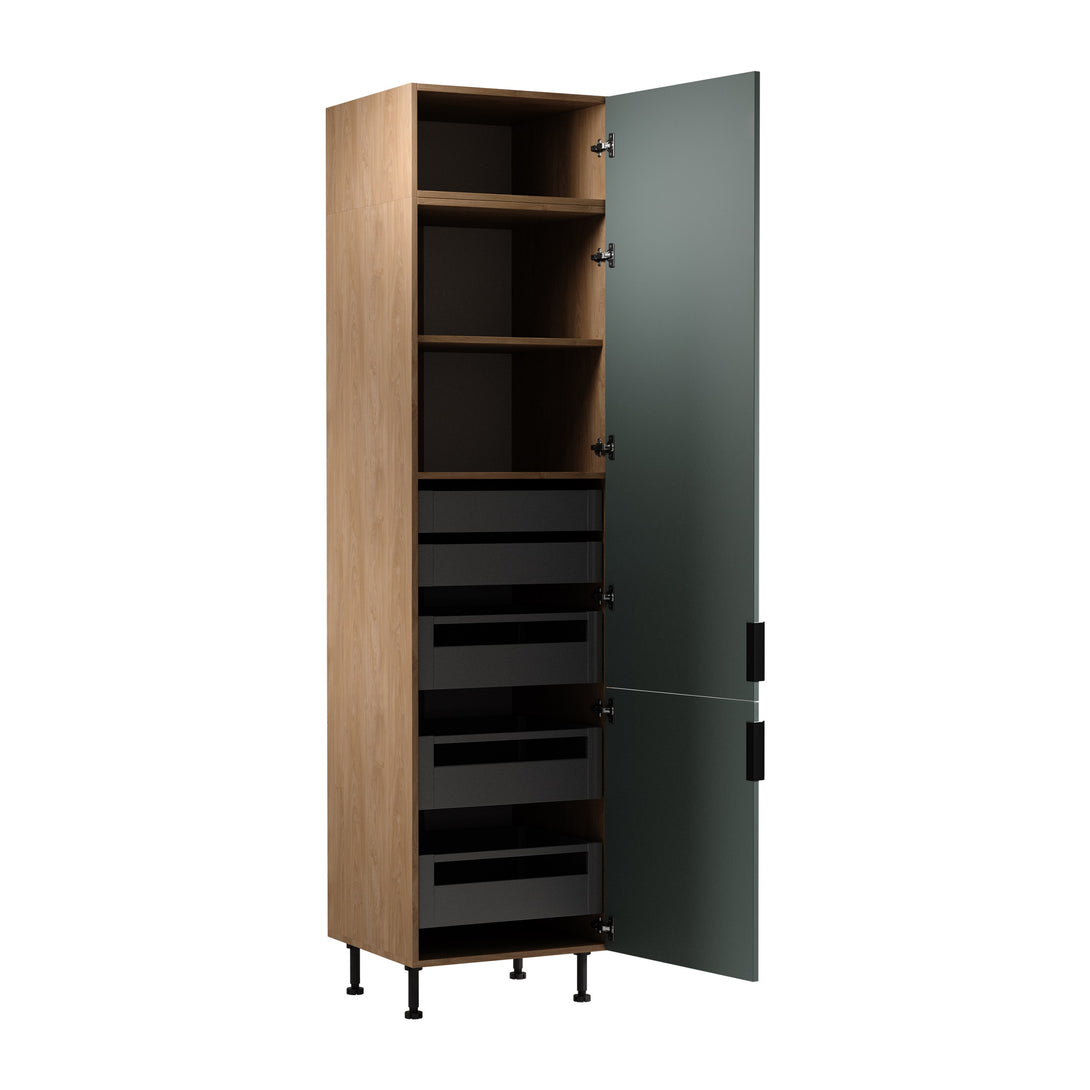 Hochschrank D60T P/L AX - Sorento Grün Sonoma Eiche - Stauraum in der Höhe optimal genutzt. - ROYAL24_MARKT