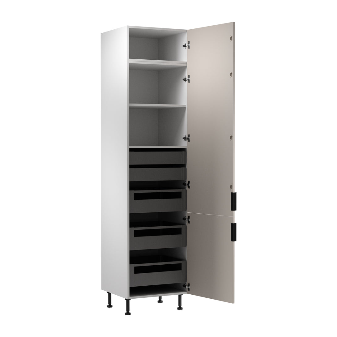 Hochschrank D60T P/L AX - Sorento Weiß Beige - Cleveres Stauraumwunder für kleine Küchen. - ROYAL24_MARKT