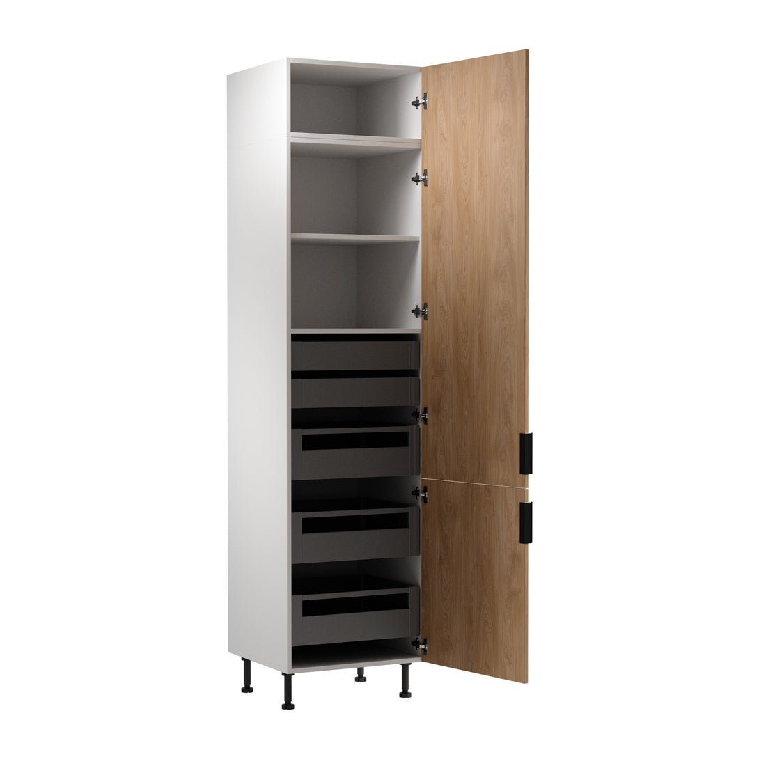 Hochschrank D60T P/L AX - Sorento Weiß Sonoma Eiche-Elegantes und vielseitiges Design für Ihre Küche. - ROYAL24_MARKT