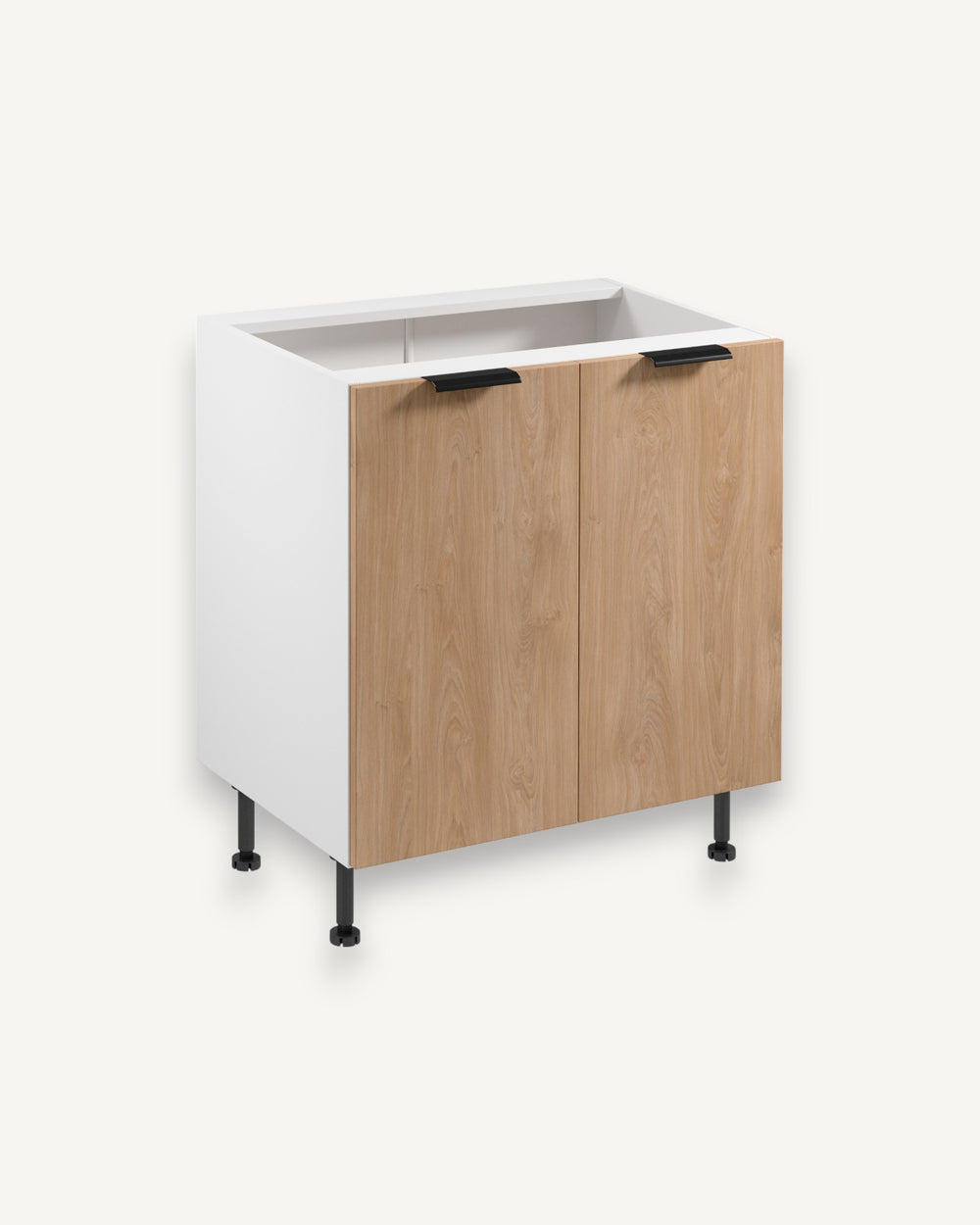Unterschrank D80 – Sorento Weiß Sonoma Eiche – Praktisches Design zur Aufbewahrung von Küchenutensilien.