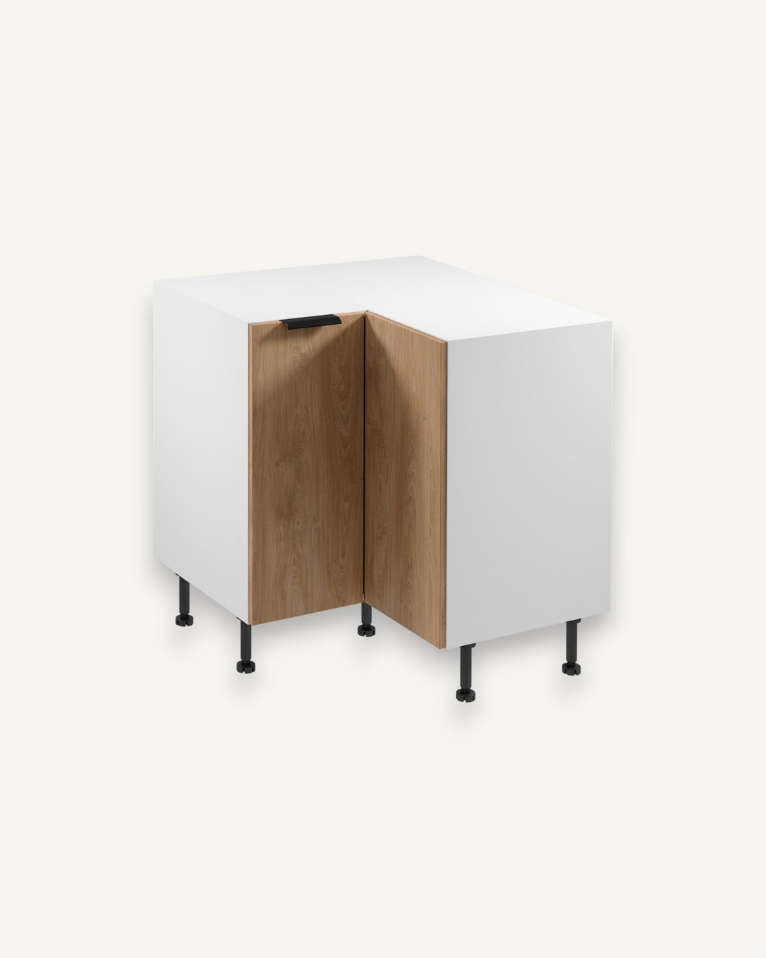 Eckunterschrank D90N - Sorento Weiß Sonoma Eiche - Gute Nutzung Ihrer Küchenecke. - ROYAL24_MARKT