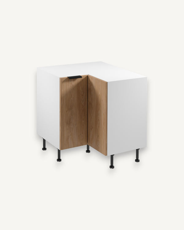 Eckunterschrank D90N - Sorento Weiß Sonoma Eiche - Gute Nutzung Ihrer Küchenecke. - ROYAL24_MARKT