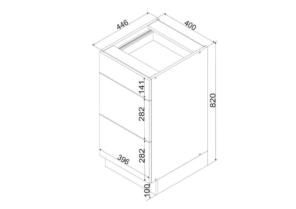 Unterschrank D40S3 - CLARA - Mit Soft-Close für sanftes Schließen - ROYAL24_MARKT