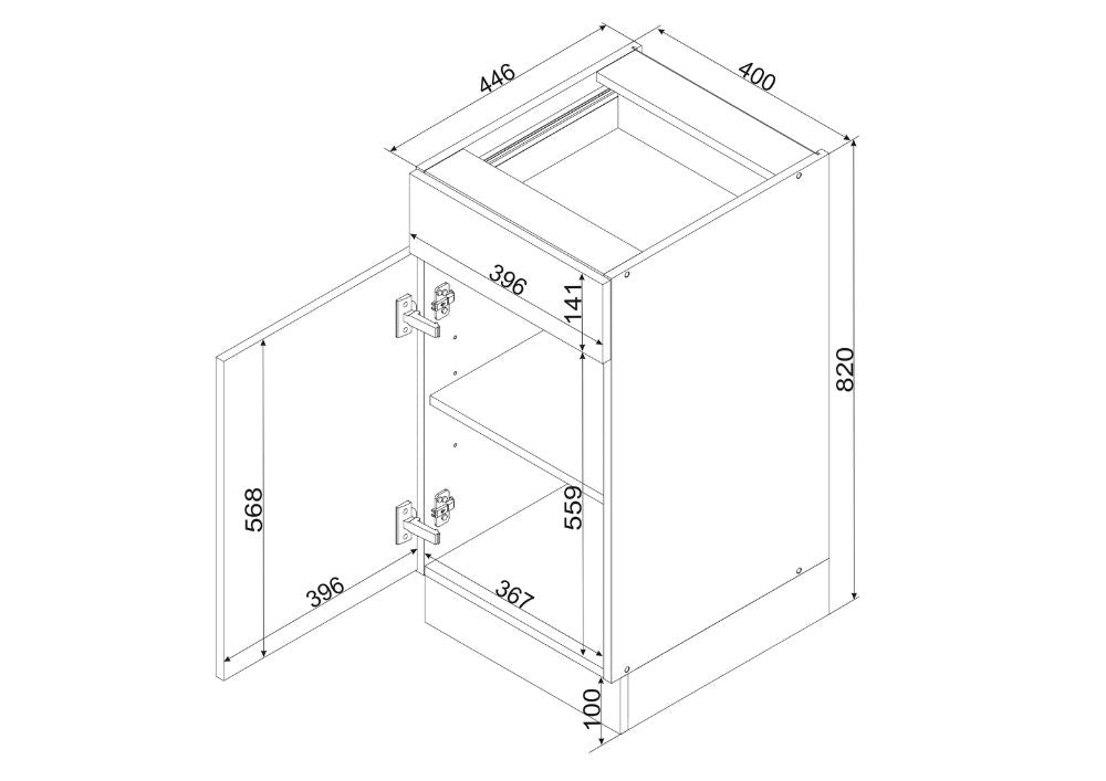 Unterschrank D40S1 - CLARA - Praktische Aufbewahrung mit Stil - ROYAL24_MARKT