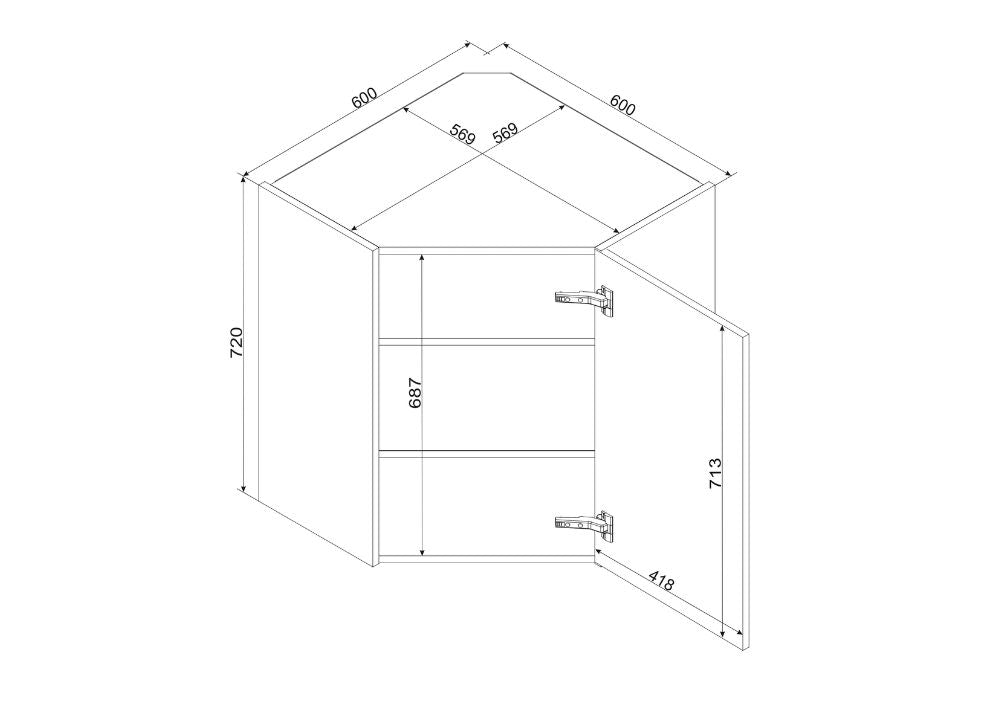 Eckhängeschrank WR P/L - CLARA - Clevere Raumnutzung in der Küchenecke - ROYAL24_MARKT