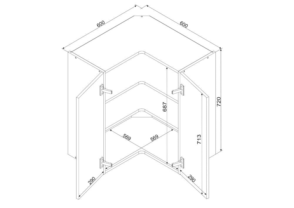 Eckhängeschrank WRN P/L - CLARA - Stauraum mit leichtem Zugriff in der Ecke - ROYAL24_MARKT