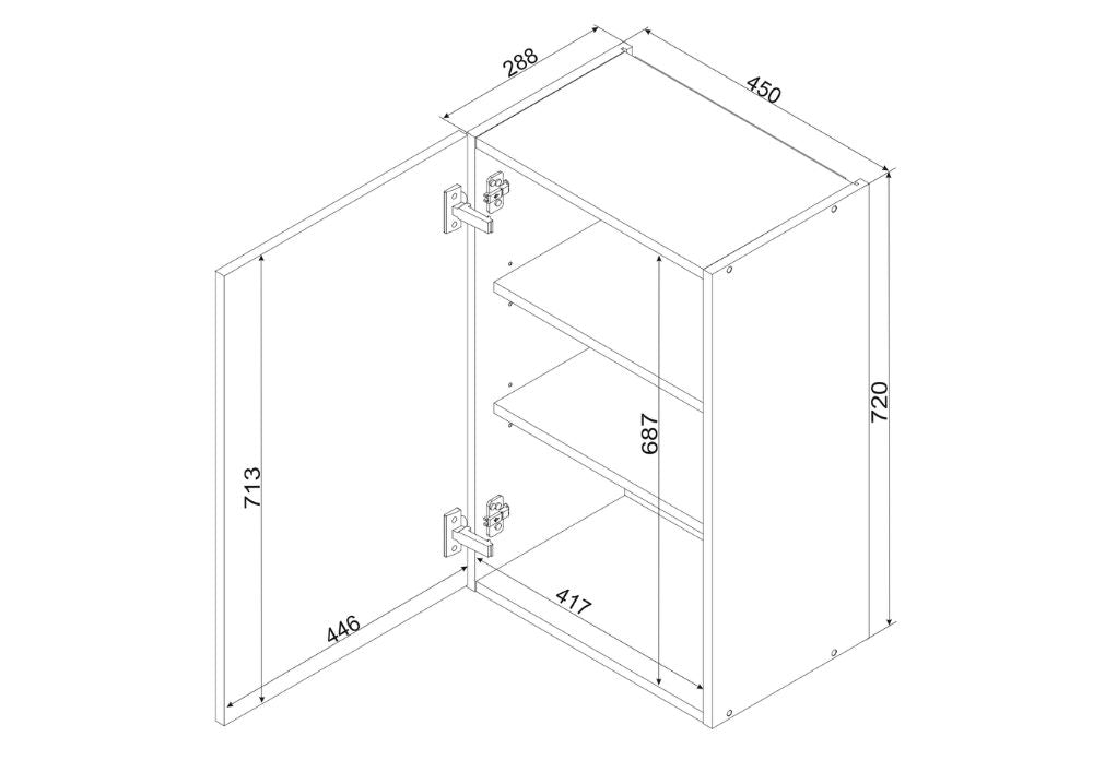 Hängeschrank W45 P/L - CLARA - Kompaktes Design mit viel Stauraum - ROYAL24_MARKT