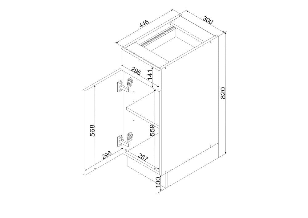 Unterschrank D30S1 P/L - ELENA - Platzsparend und funktionell gestaltet - ROYAL24_MARKT