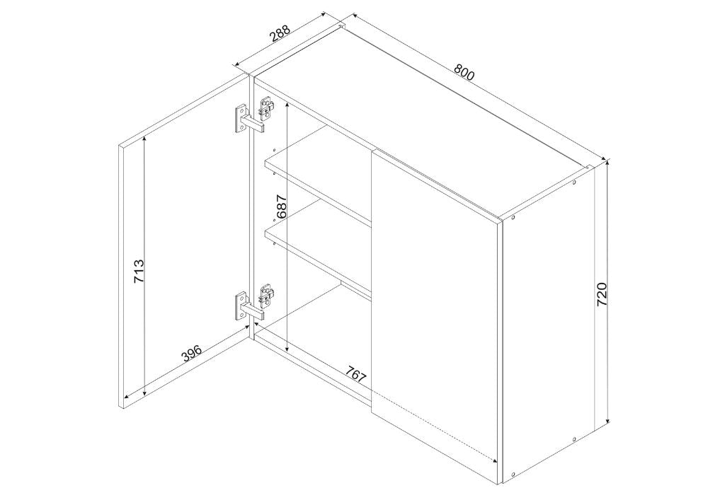 Hängeschrank W80 - NATALIA - Stilvoller Stauraum an der Wand - ROYAL24_MARKT