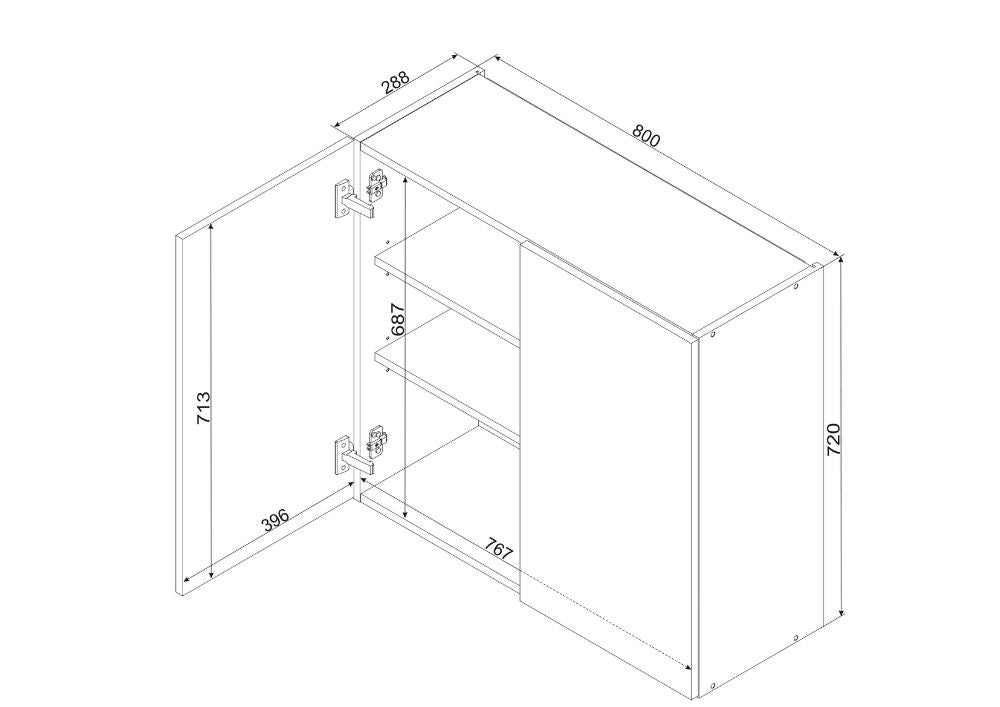 Glashängeschrank WS80 - NATALIA - Offene Optik für moderne Küchen - ROYAL24_MARKT