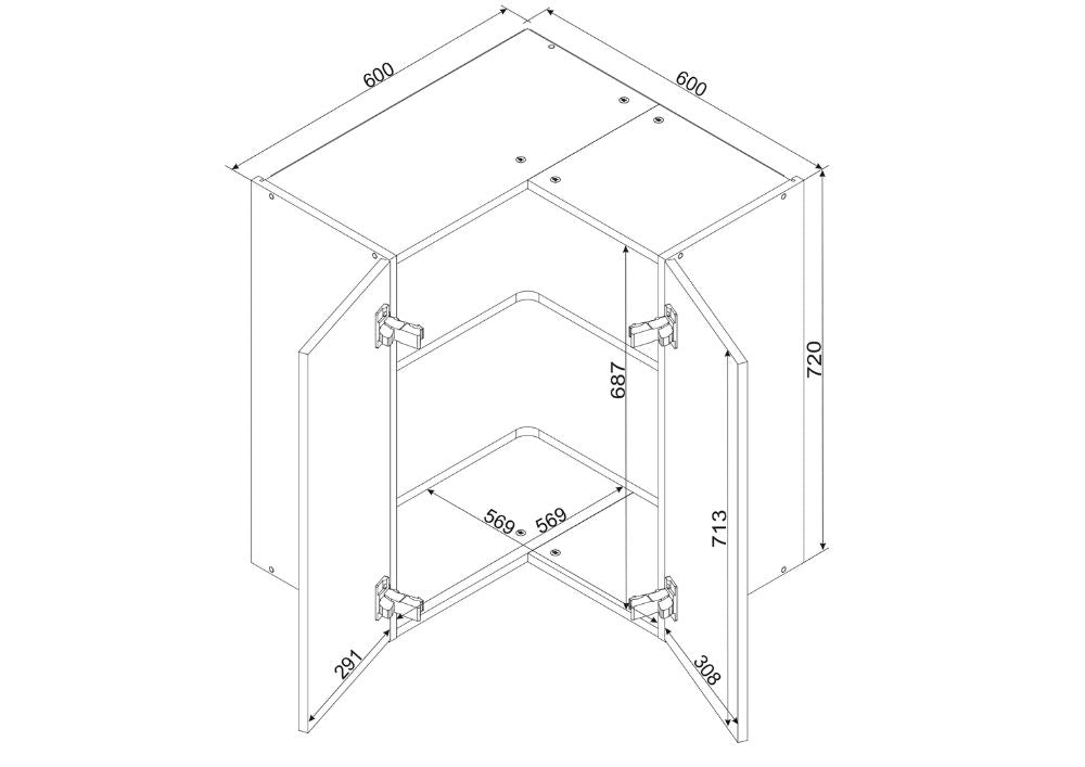Eckhängeschrank WRN P/L - NATALIA - Optimale Nutzung jeder Küchenecke - ROYAL24_MARKT