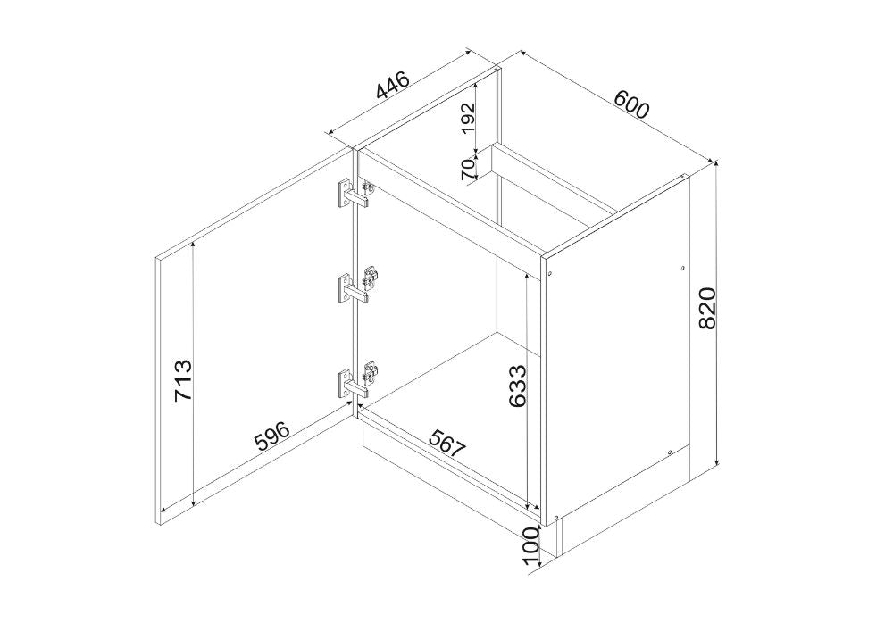 Spülenschrank D60ZL P/L - NATALIA - Schlicht & Funktional - ROYAL24_MARKT