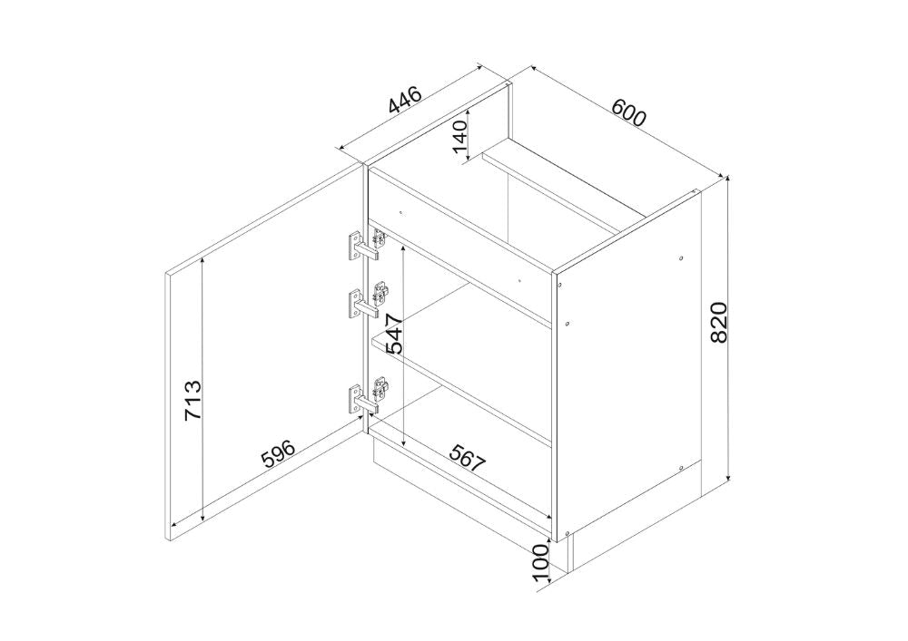 Unterschrank D60 PC P/L - SONJA - Funktion trifft modernes Küchendesign - ROYAL24_MARKT
