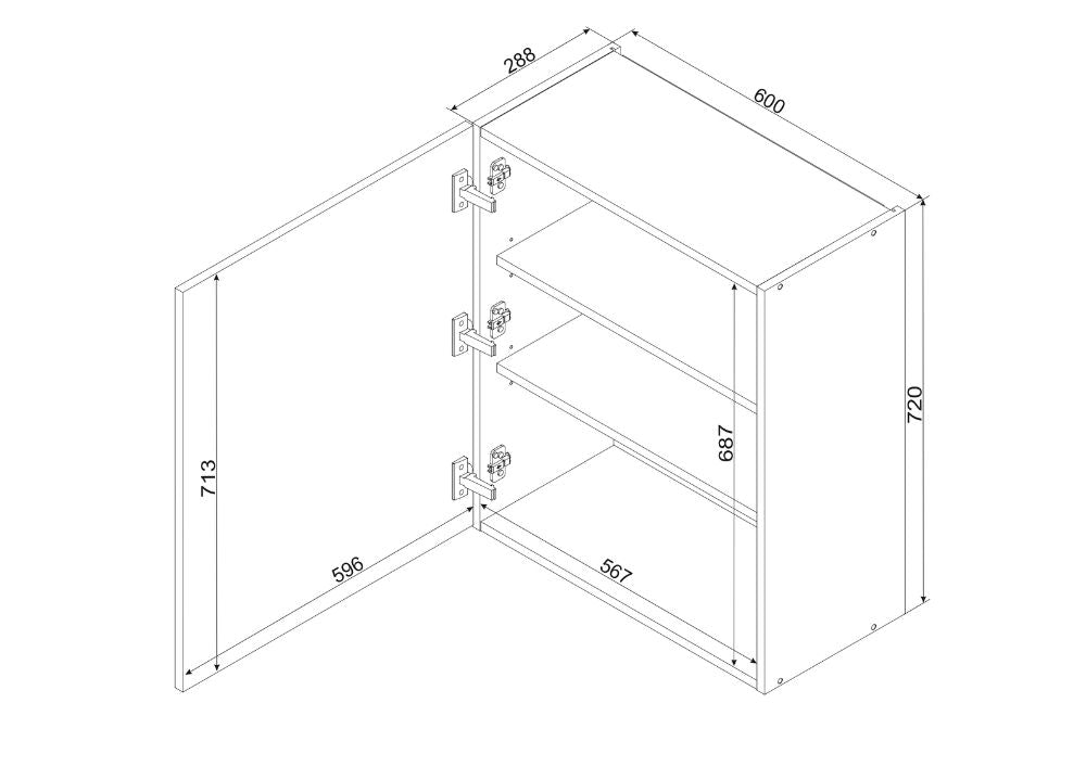 Hängeschrank W60 P/L - SONJA - Pflegeleicht und langlebig - ROYAL24_MARKT