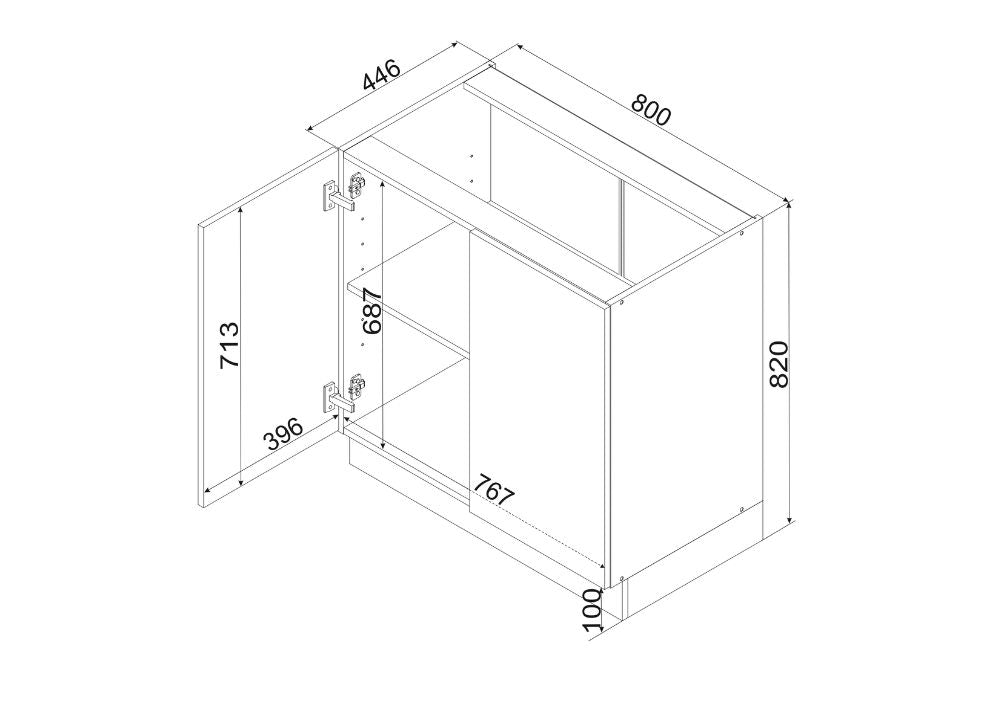 Unterschrank D80 - VITA - Optimal für Ordnung im Küchenbereich - ROYAL24_MARKT
