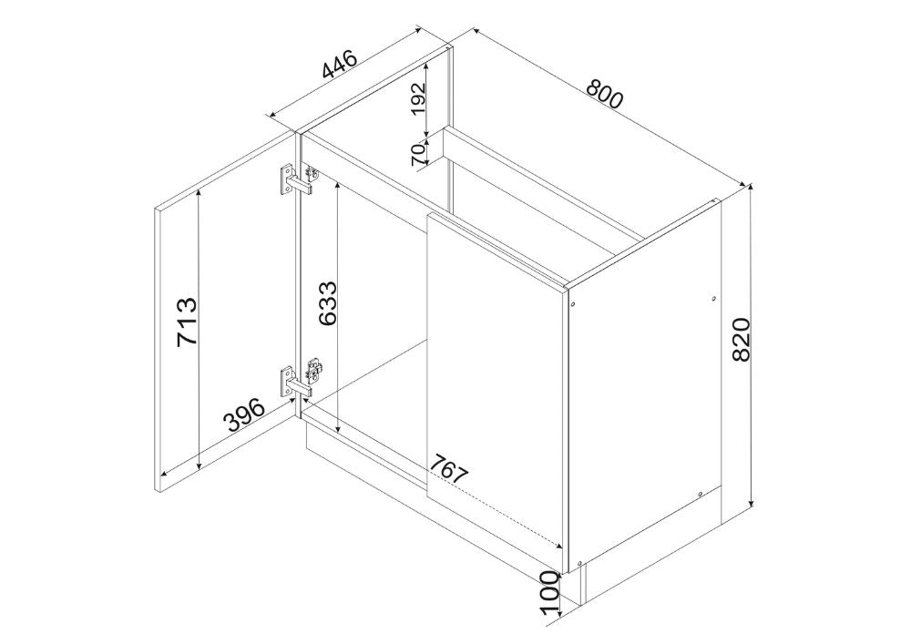 Spülenschrank D80ZL - VITA - Praktische Lösung für Abwasser und Reinigung - ROYAL24_MARKT