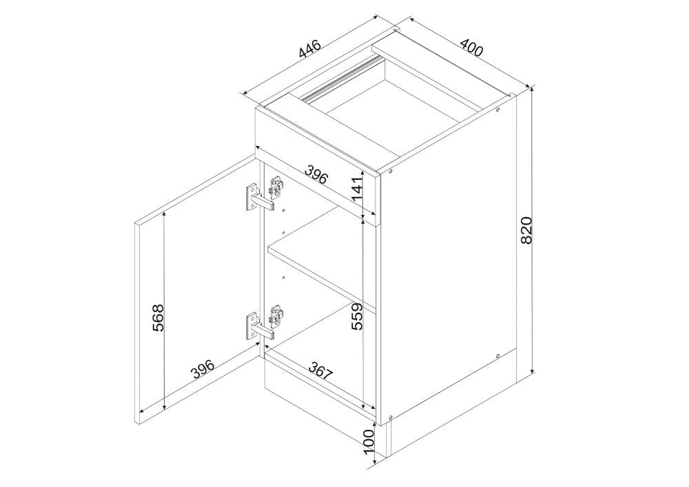 Unterschrank D40S1 P/L - VITA - Funktionale Lösung für täglichen Bedarf - ROYAL24_MARKT