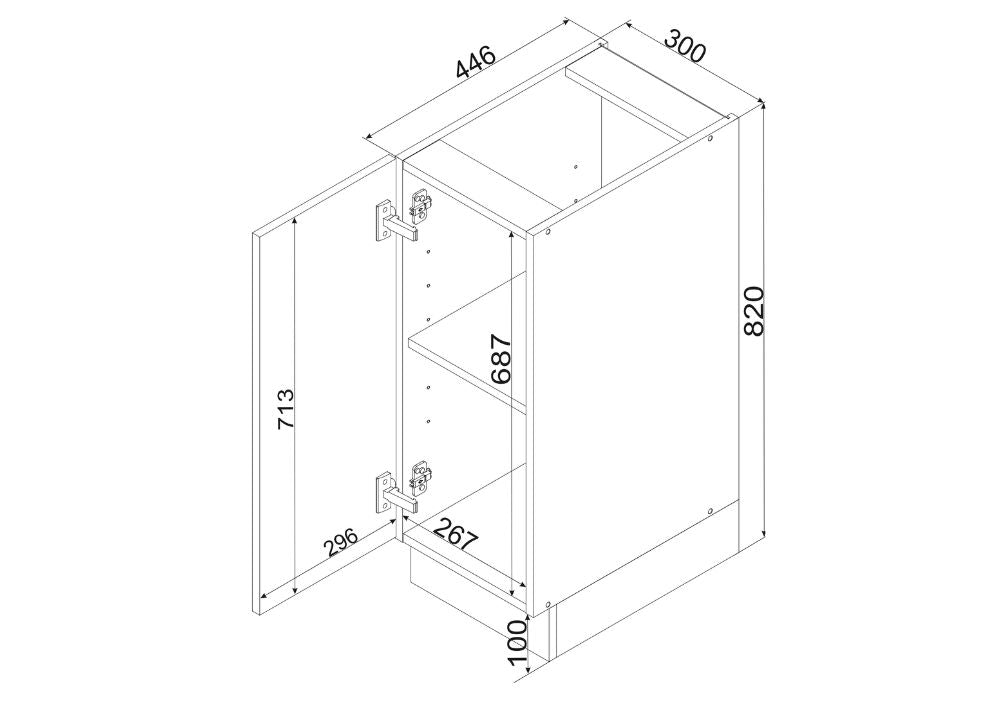 Unterschrank D40S1 P/L - VITA - Funktionale Lösung für täglichen Bedarf - ROYAL24_MARKT