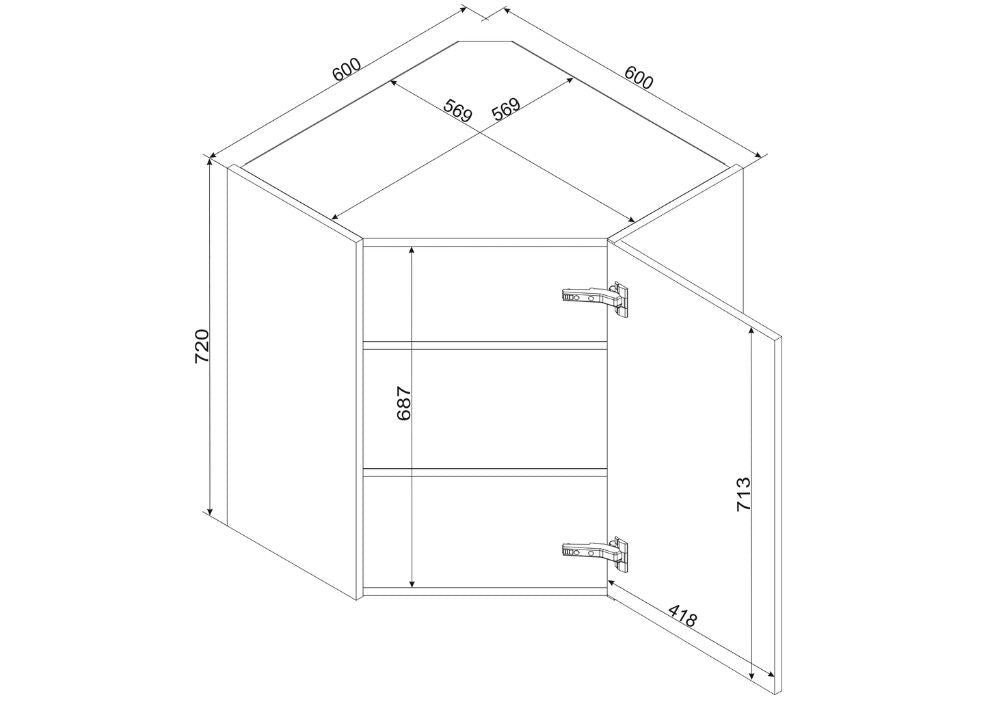 Eckhängeschrank WR P/L - VITA - Eleganter Stauraum für Ihre Ecken - ROYAL24_MARKT