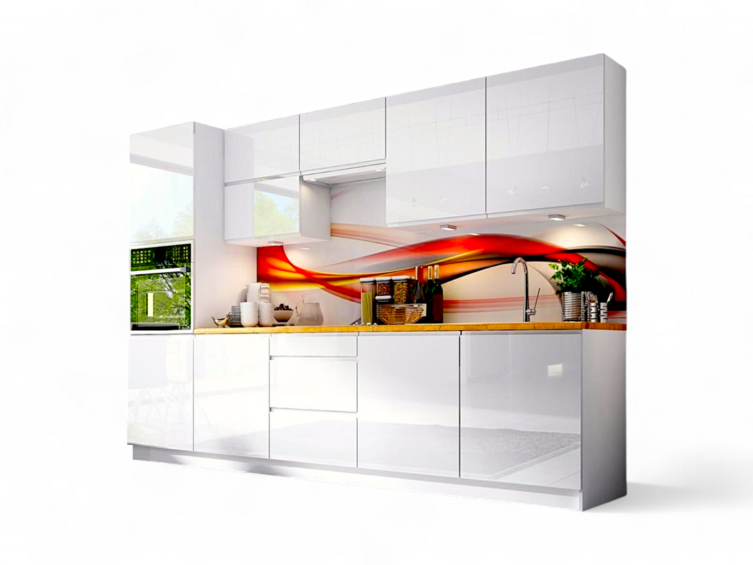 Küchenzeile K56-G300 - Aspen Weiß - Hoher Standard mit modernem Design - ROYAL24_MARKT