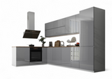 Winkelküche - Aspen - Grau (Hochglanz) - K55-330×210 cm - ROYAL24_MARKT