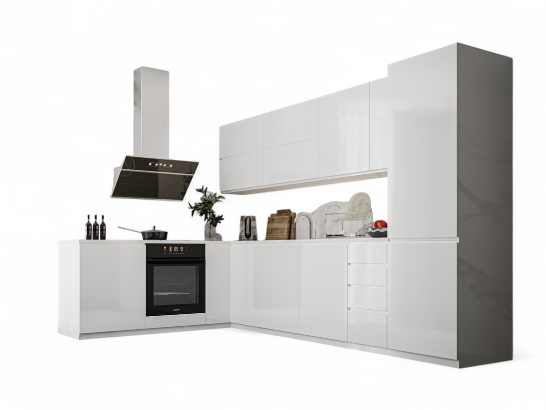 Winkelküche - Aspen - Weiß (Hochglanz) - K55-330×210 cm - ROYAL24_MARKT