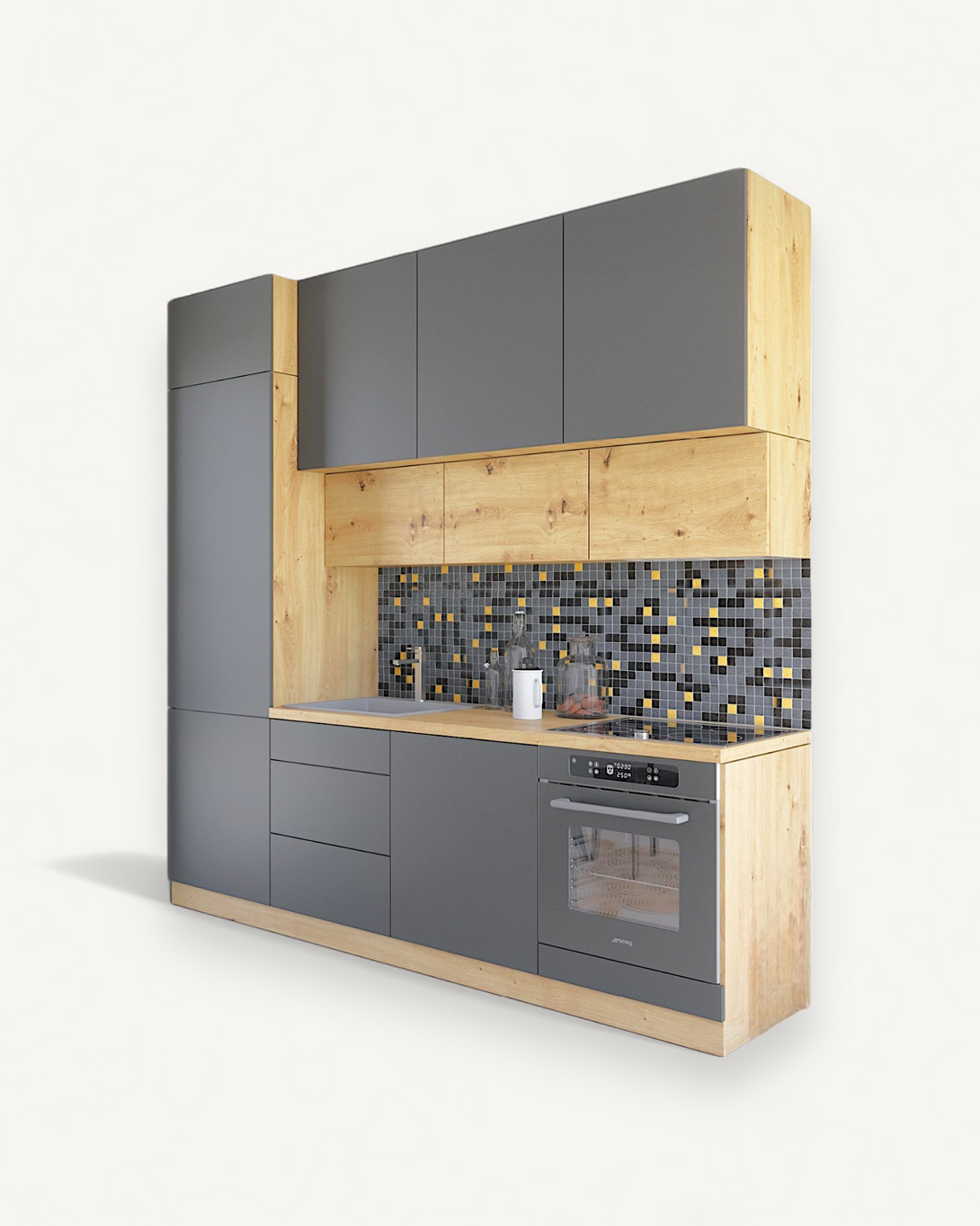 Küchenzeile - Langen - Grau (Matt) - K17-G240 cm. - ROYAL24_MARKT