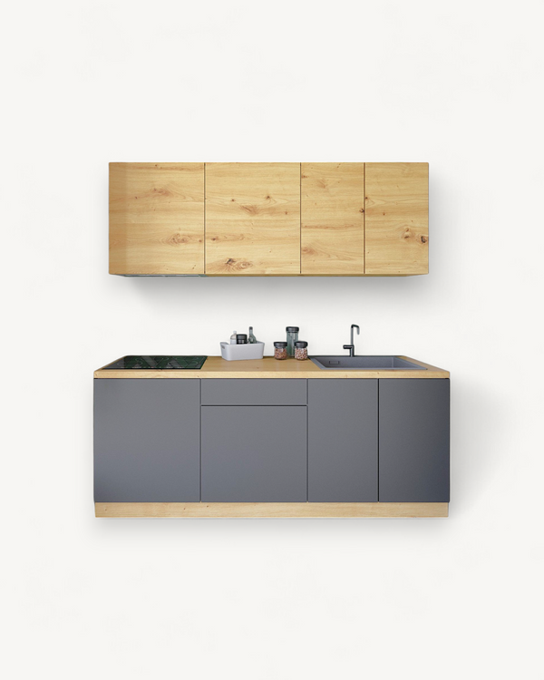 Küchenzeile - Langen - Grau-Artisan Eiche - K21-G200 cm. - ROYAL24_MARKT