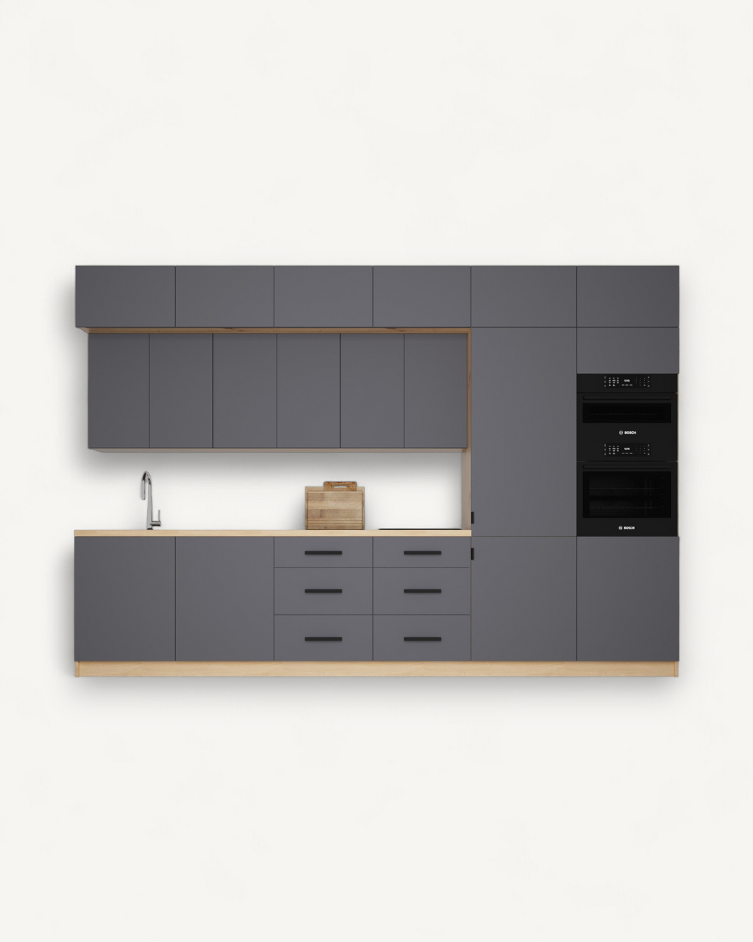 Küchenzeile K72-G360 R - Langen Grau - Langlebige Materialien für hohe Belastbarkeit - ROYAL24_MARKT