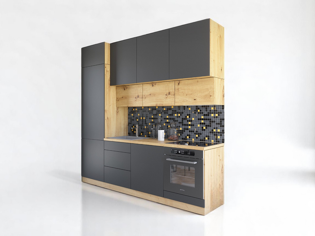 Küchenzeile - Langen - Grau (Matt) - K17-G240 cm. - ROYAL24_MARKT